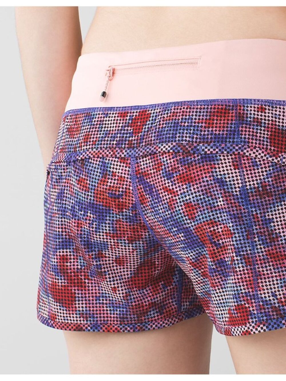 Lululemon Women Speed Short 2.5", Checkers Bloom Multi Minty Pink, size 4 NWT